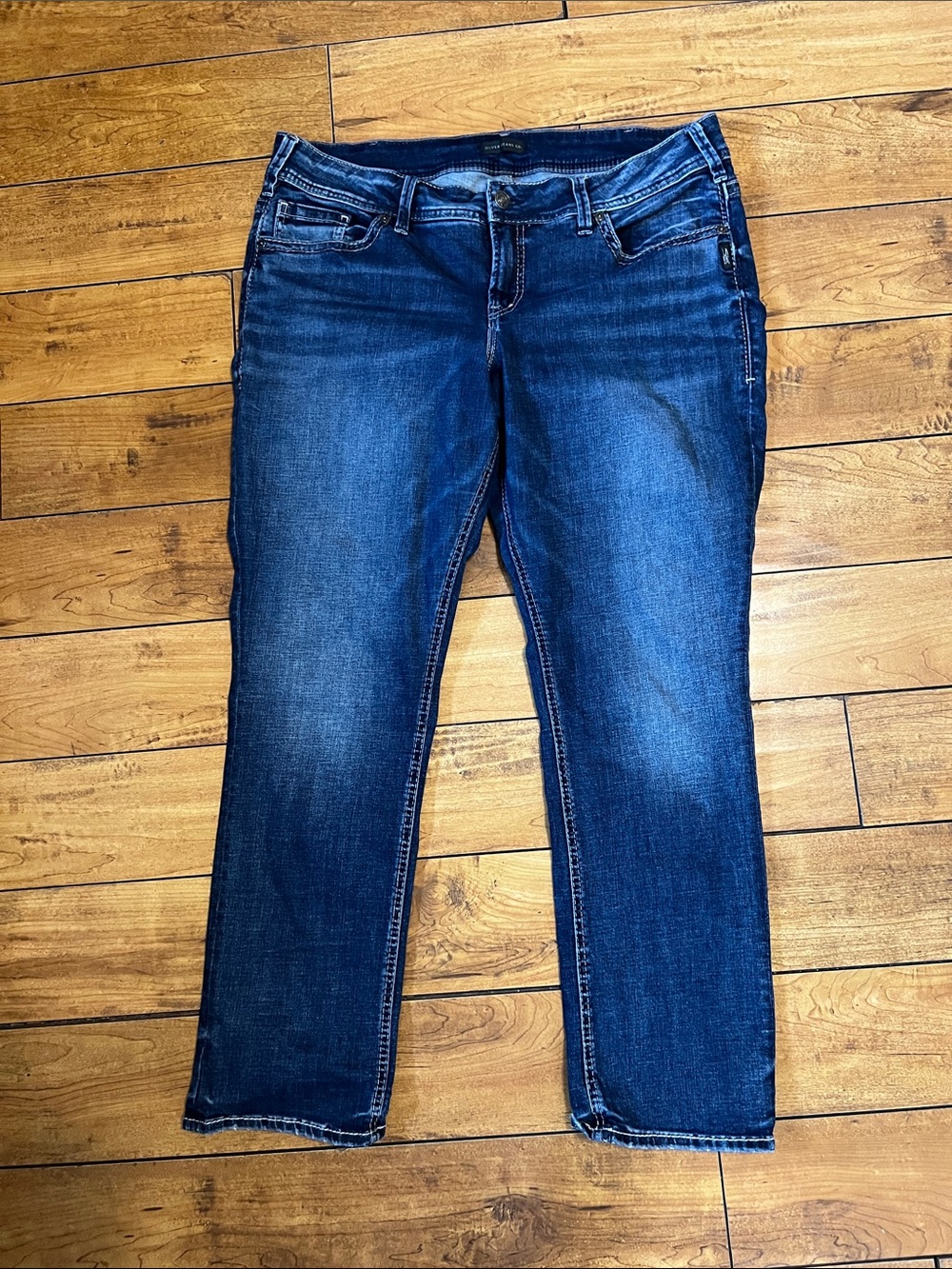 Silver Jeans Elyse  Straight Leg Dark Blue Denim